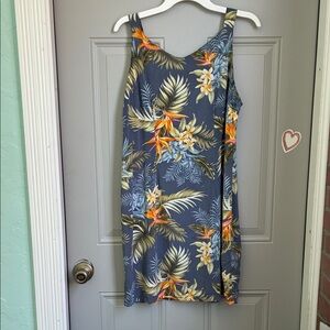 Floral Sleeveless Dress - Blue and Orange